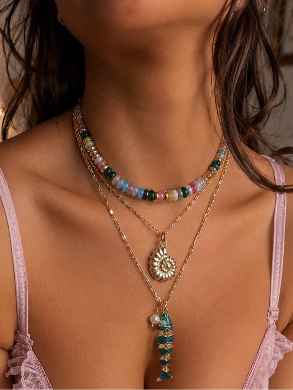 Atterri | Stackable Freshwater Pearl  Semi Precious Multicolored Necklaces